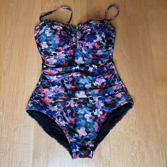 Profile by Gottex Romeo & Juliette Floral Ruched Ruffle 1 PC Size 10 Swimsuit - Picture 2 of 10